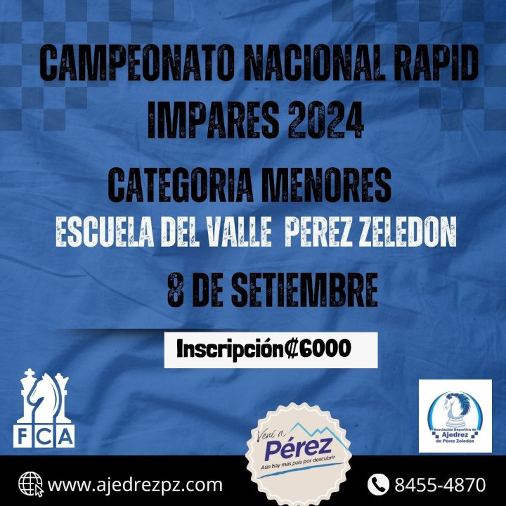 campeonato nacional rapid impares categorias menores Perez Zeledon